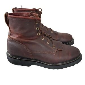 Double H roper Kiltie Leather Boots brown leather almond toe size 8.5 style 9350